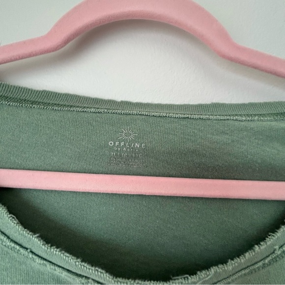 Offline by Aerie Oversized Lightweight Slouchy Green T-Shirt Size XL - Picture 7 of 9